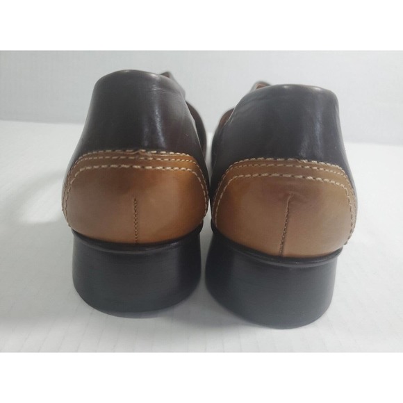 Antonio Milani Leather Slip On Flats Size 10 Criss Cross Strap Colorblock Brown - Picture 6 of 11